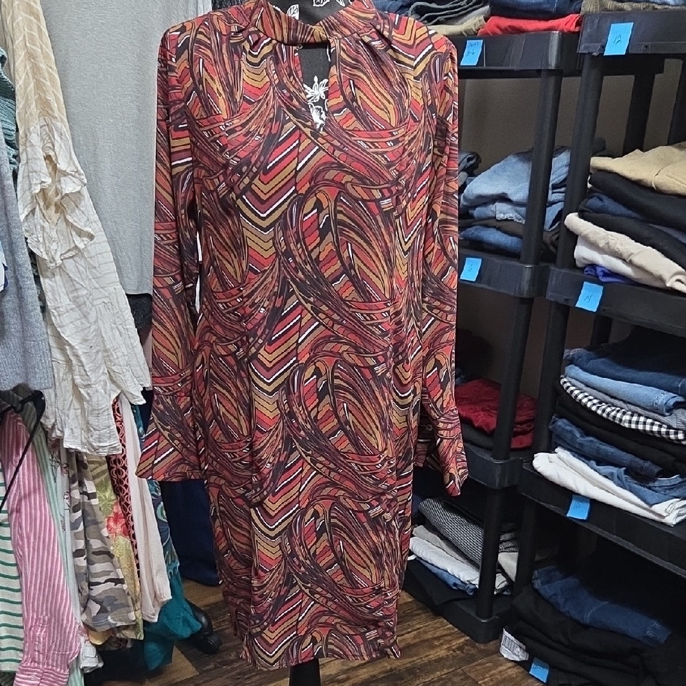 Elegant Long Sleeve Multicolor Dress